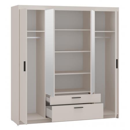 Szafa z lustrem szufladami 176 cm garderoba TRINO beżowa